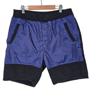 Acne Studio Color Block Pull On Bermuda Sweat Shorts Zip Pocket Blue Men Medium